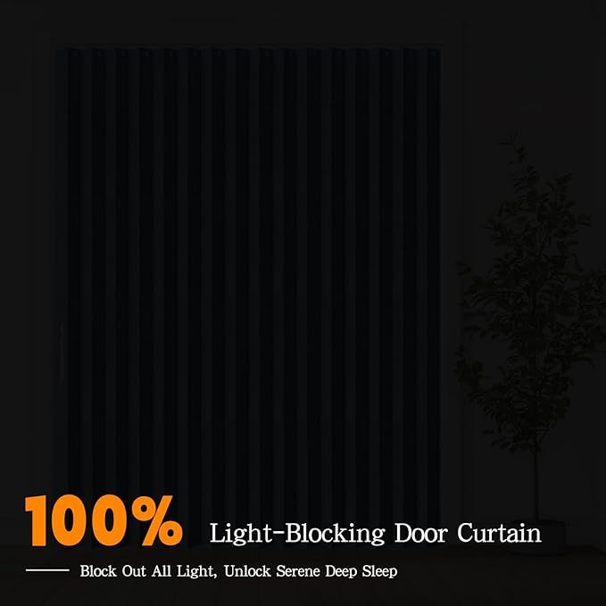 Jilron Accordian Door Curtain, 100% Blackout Folding Magnetic Doorway Curtains,Linen Style Closet Doors,for Room Divider,Priv