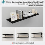 Floating Shelf Board for Wall 5/8" – No Brackets – 36" L x 10" W x 0.6" T Black Wood Melamine Wood Floating Shelves for Bathr