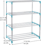 4-Tier Stackable Small Shoe Rack, Lightweight Shoe Shelf Storage Organizer for Entryway, Hallway and Closet (Blue)