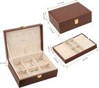 Voova Jewelry Box Organizer for Women Girls, 2 Layer Large Men Jewelry Storage Case, PU Leather Display Jewellery Holder with