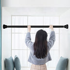 Adjustable Stainless Steel Curtain Rod No Drilling Retractable Clothes Pole for Indoor Use Rubber Ends for Smooth Surfaces Ba