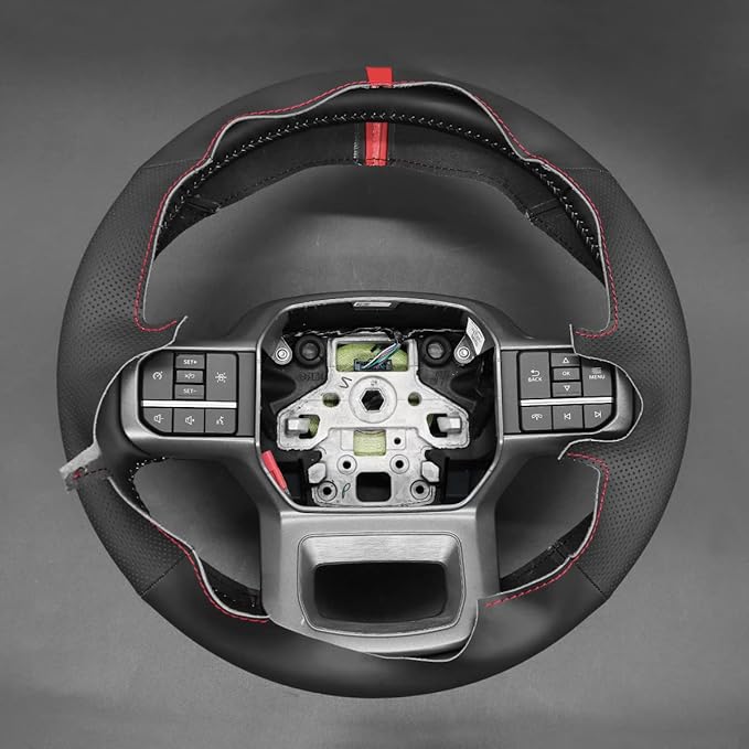 MEWANT Steering Wheel Covers for Ford F-150 2021-2023 / F-150 Lightning 2022-2023 Hand-Stitched F150 Steering Wheel Wrap