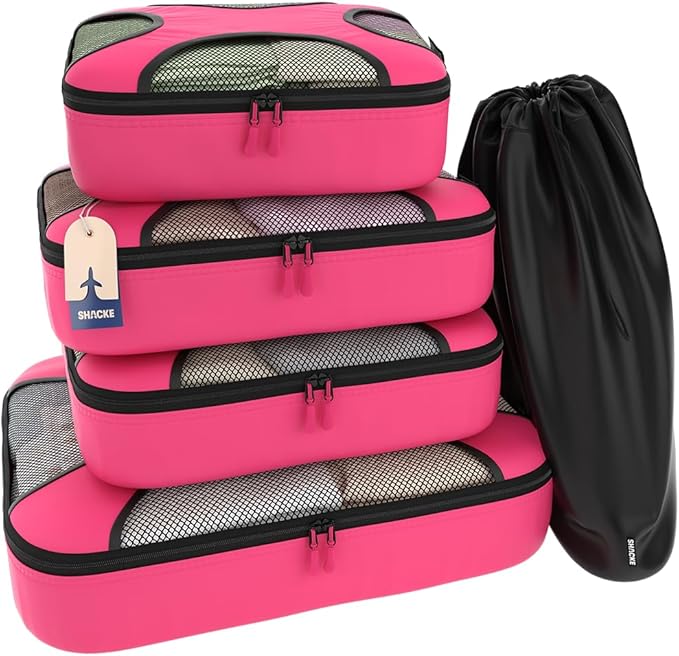 Shacke Packing Cubes for Travel 5 Set - Premium Luggage Organizer Bags - Versatile Travel Organizer for Women and Men - Optim
