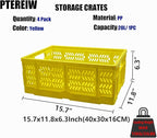 20L Folding Crate, 4Pack Plastic Storage Baskets Organizer for Home and Office,Collapsible Storage Crates for Home Office and