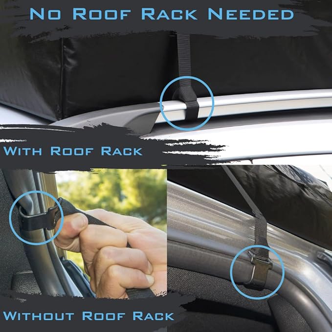 Journeyer - 18 Cubic Feet Weatherproof Rooftop Cargo Carrier for Top of Vehicle, Attaches with or Without Roof Rack 48" L x 36" W x 18" H