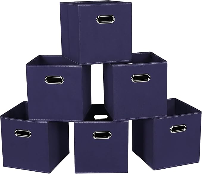 STOREONE Fabric Storage Bins Cubes Baskets Containers-(11X11X11) with Dual Handles for Shelf Closet, Nursery Home ， Bedroom O