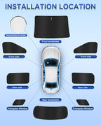 8PCS Window Shades for Kia Carnival 2022-2025 Accessories – Full Coverage Sun Shade for Side Windows, Rear Triangular & Windshield – UV Protection & Privacy for Camping, Napping, Relaxing