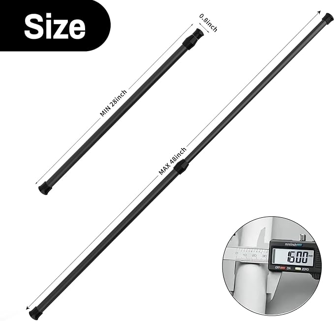 6 Pack Spring Tension Curtain Rod Adjustable Length for Kitchen, Bathroom, Cupboard, Wardrobe, Window, Bookshelf DIY Projects
