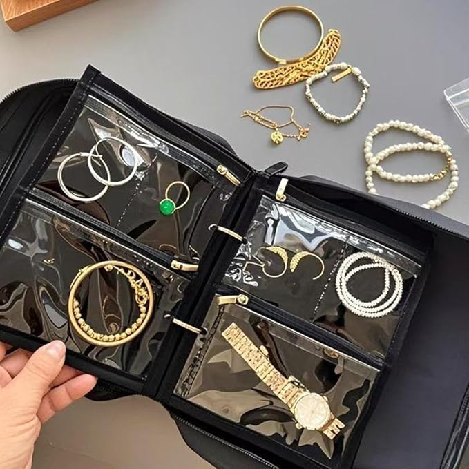 GSXRB Waterproof Anti-Tarnish Jewelry Organizer for Travel - Large Capacity Foldable Jewelry Box with 36 Compartments, Portab