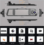 Mirror Dash Cam 4K Front and 2.5K Rear, IMX415 Rearview Mirror Camera for Cars, 5.8GHz WiFi, WDR, G-Sensor, Night Vision, Rev