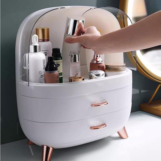 Makeup Organizer Box Cosmetic Display Cases,Makeup Organizer Box for Vanity, Storage Box Cabinet with Drawers and Transparent