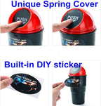 Car Trash Can with Lid, Automotive Cup Holder Mini Vehicle Garbage Can Trash Bin for Car Office Home Bedroom (Blue 2 Pack)