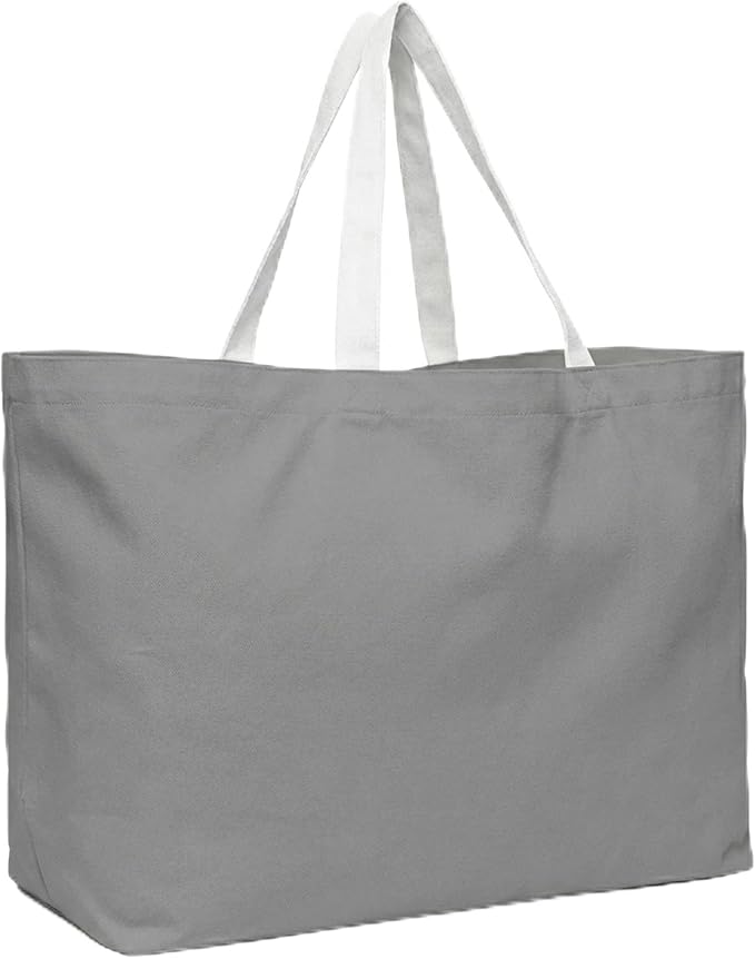 Extra Large Canvas Tote Bag - Big Reusable Grocery Shopping Heavy Duty Foldable