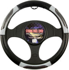 BDK Sporty Two Tone Ergonomic Grip Steering Wheel Cover - Carbon Fiber Grip for Standard Size Wheels 14.5-15 inch Gray/Black