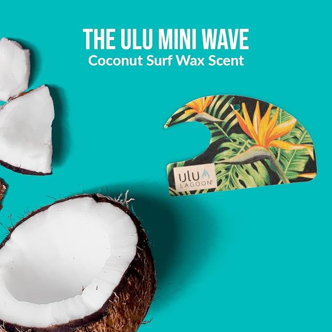 ulu Lagoon Hanging Car Air Freshener | Tropical Beach Coconut Surf Wax Scent Mini Wave | Long Lasting Car Freshener, Closet a