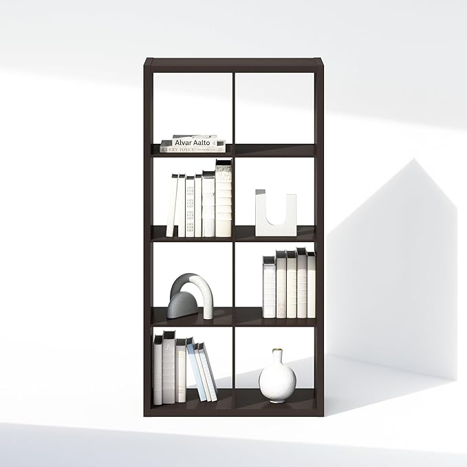 Furinno Simple Cube Storage Organizer, 8-Cube Display Shelf, Open Back Shelving Unit, Storage Shelves, Extra Thick Frame, for
