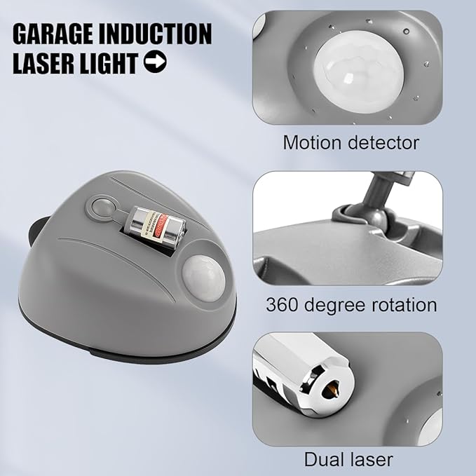 Car Parking Guide Assist Laser Sensor, 360 Degree Adjustable Laser Assist Stop Light Distance Vehicle Parking Aid, Motion Activated Auto Stop Indicator Assistance, Universal Fit