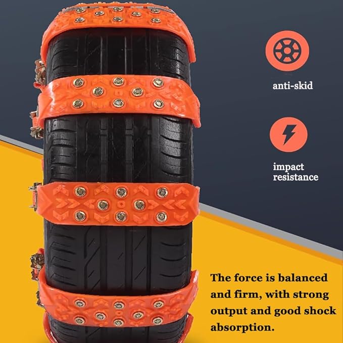 8 Pcs Chains On Wheels,1 Min Quick Fit Easy Installation Tire-Chains,Emergency Non-Slip Cable for Winter Driving on Snow, Ice