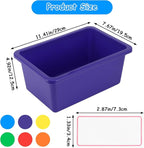 Kifmurase 6PCS Plastic Cubby Storage Bins, 12x7 Inch Stackable Toy Storage Organization, Colored Toy Storage Bins with 12 Lab