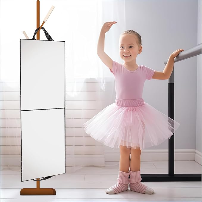 Foldable Full Length Mirror, Hanging Wall Mirror Portable Travel Mirror with Handle for Dance Home Bedroom Wardrobe Stage Mak