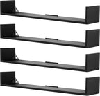 PHOENANCEE Floating Book Shelves,32 Inches Wall Bookshelf U Shaped,Long Hanging Bookshelf for Wall,Large Rustic Storage Books