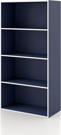 Homes: Inside + Out Apexa 4-Tier Cube Storage Organizer Shelves, Stackable Wood Bookcase Fits Cubby Bins for Organization, Do