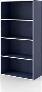 Homes: Inside + Out Apexa 4-Tier Cube Storage Organizer Shelves, Stackable Wood Bookcase Fits Cubby Bins for Organization, Do