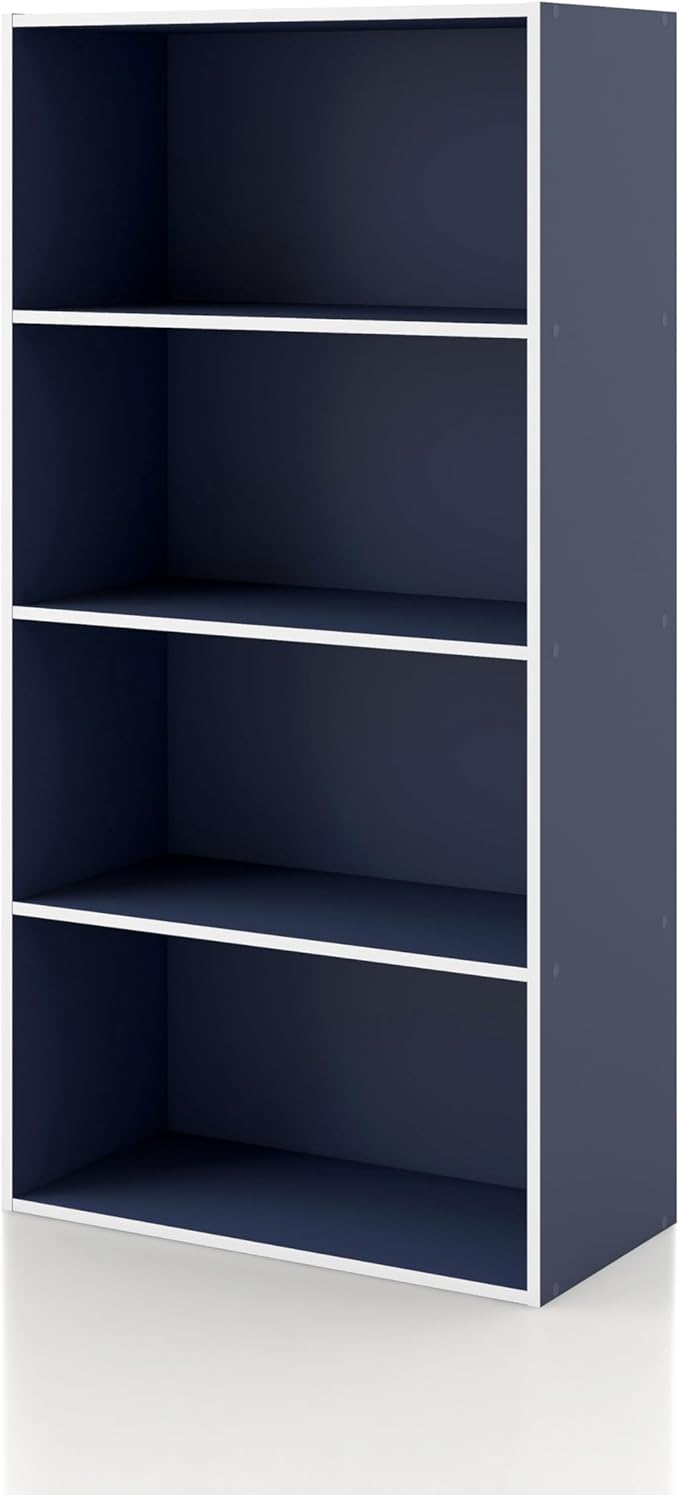 Homes: Inside + Out Apexa 4-Tier Cube Storage Organizer Shelves, Stackable Wood Bookcase Fits Cubby Bins for Organization, Do