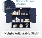 TaoHFE Blue Bathroom Over The Toilet Storage Cabinet,Wall Medicine Cabinet Organizer with 2 Door Adjustable Shelves,Wooden Mo