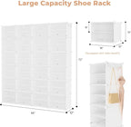 Shoe Rack Organizer 12 Tier Shoe Storage Cabinet with Door 96 Pair Tall Shoes Rack Expandable Free Standing Sturdy Plastic Ea