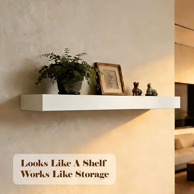Magic Flap Hidden Shelf with Secret Compartment, Wall Mounted Floating Shelf with Concealed Storage Drawer, Hidden Compartmen