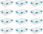 Sterilite 12-Pack Gasket Box, Weather-Resistant Storage Bins with Latching Lids, 37 Quart - Heavy-Duty Organizing Containers 