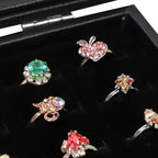 Wudygirl 100 Slot Ring Holder Display Case - Black Jewelry Organizer with Transparent Lid