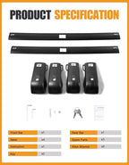 KINGGERI 330lbs All aluminum Roof Rack Cross Bars Compatible with Volkswagen VW Atlas 2017-2026 with Raised Side Rails (Not for Atlas Cross Sport), Lockable Roof Rails Crossbar Rooftop Luggage Carrier
