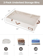 StorageWorks Large Under Bed Storage Containers with Wooden Hangers 6 Pack