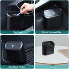 Accmor Car Trash Can with Lid, Mini Auto Dustbin Garbage Organizer with 30 Pcs Plastic Trash Bag, Automotive Garbage Container Bin for Vehicle, Home, Office