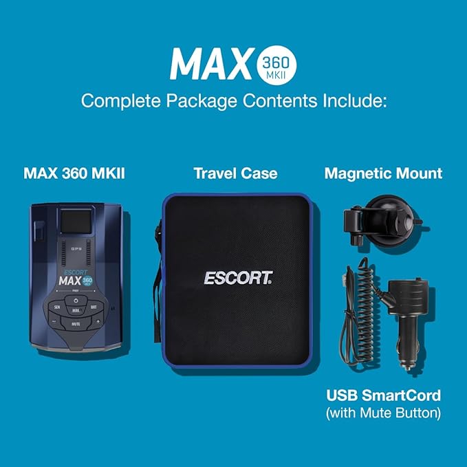 Escort MAX 360 MKII Radar and Laser Detector Bluetooth Enabled, 360° Directional Arrows, Exceptional Range, Shared Alerts, Ap