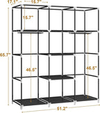 MOGELAFOO Portable Closet Wardrobe, 51-Inch Clothes Organizer with 2 Hanging Rods and 8 Shelves, Non-Woven Fabric Cover, Medi