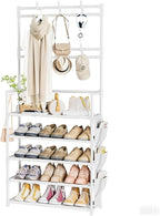 OYREL Shoe Rack 5 Tier Shoe Organizer Storage 15-20 Pairs Shoes Rack for Closet Entrance Shoe Rack Organizer with Hooks and S