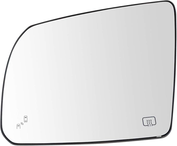 TRQ Driver Side Mirror Glass Heated Blind Spot with Backing Plate For Factory Equipped Mirrors Compatible with 2014-18 Toyota