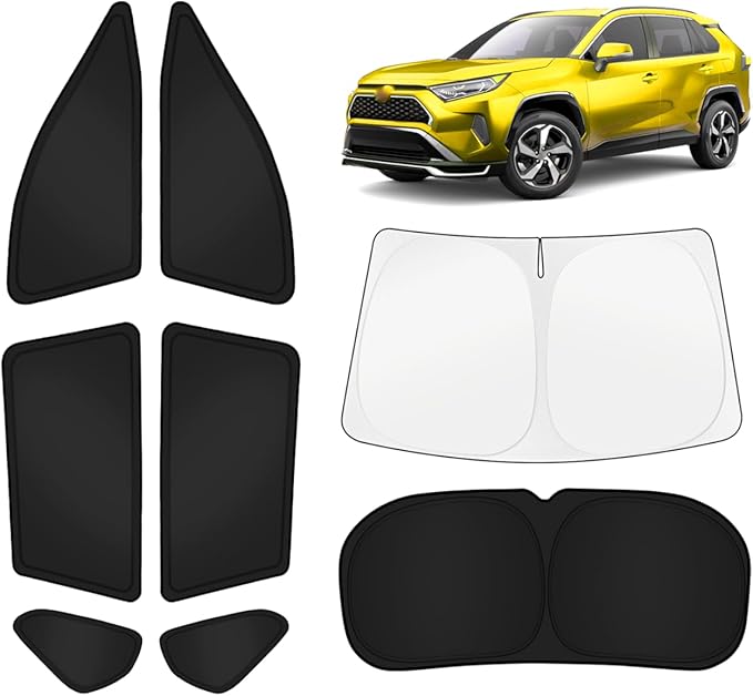 KUST Car Window Shades for Toyota RAV4 2019-2025 Windshield Sun Shade Side Window Cover UV Block Privacy Protection Rav 4 Accessories for Camping Blackout Rear Back Full Set 8PCS