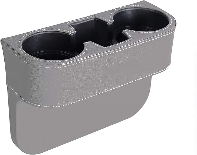 Car Seat Organizer Cup Drink Holders Multi Functional Gap Filler Storage Box Insert Organization Helps Reduce Distracted Driving&Holds Phone Mount Mug Bottle Cellphone (PUBD-Gray)