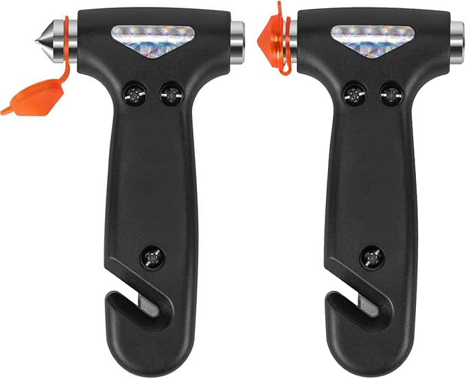 ACEBON 2-Pack Car Safety Hammer Seatbelt Cutter, Auto Emergency Escape Hammer with Window Glass Breaker and Seat Belt Cutter,