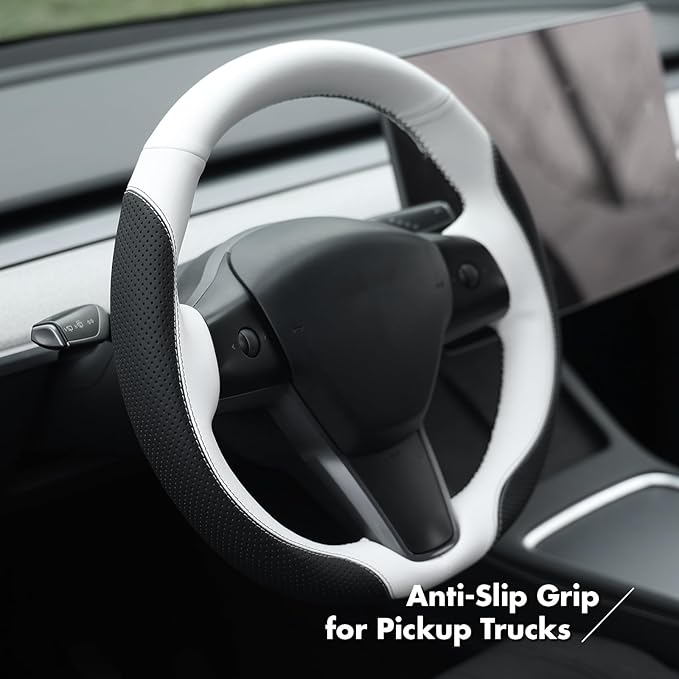 MEWANT Hand Stitched Steering Wheel Cover for Tesla Model 3 2017-2023 / Model Y 2020-2023 for Tesla Model 3/Y Accessories