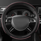 CAR Pass Colour Piping Leather Universal Fit Steering Wheel Cover, Perfectly fit for 14.5-15 inches Suvs, Vans, Trucks, Sedan
