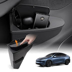Shademax 2PCS Car Front Door Trash Can for Tesla Model Y Juniper 2026 2025, Side Door Storage Box Organizer with Push-to-Open Lid Design ABS Front Seat Garbage Can Bin for New Model Y Accessories 2026