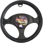 BDK Sporty Two Tone Ergonomic Grip Steering Wheel Cover - Massaging Gel Grip for Standard Size Wheels 14.5-15 inch Black/Blac