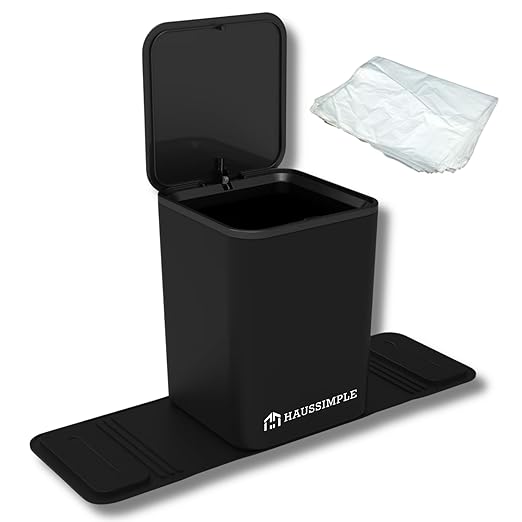 Car Trash Can with Lid and 20 Disposable Bags, 0.8 Gallon Medium Car Garbage Bin for Front or Backseat Floor, Durable Plastic Auto Trash Container Organizer Car Interior
