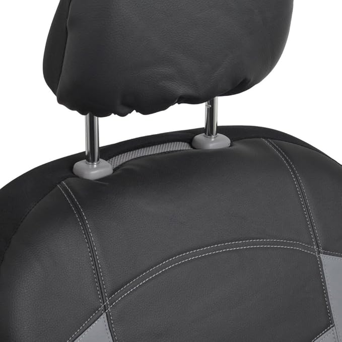 BDK Soft & Smooth Leatherette Sideless Front Car Seat Covers Fit for Car SUV Van (Black & Gray)- Easy Installation Cover