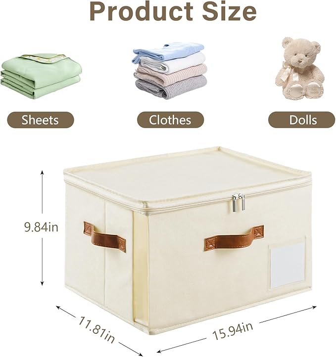 4 Pack Large Storage Bins with Lids,Foldable Closet Organizer with Clear Window,Collapsible Storage Cubes with Handle,Fabric 